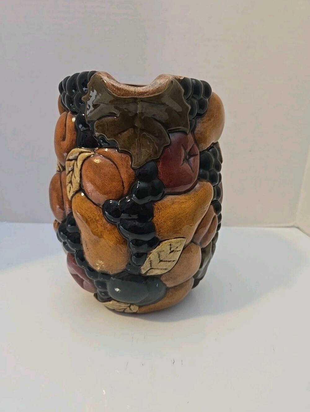 3D Fruit Ceramic Glazed Pitcher/Vase Hand Painted. By Majolica - Picture 3 of 11